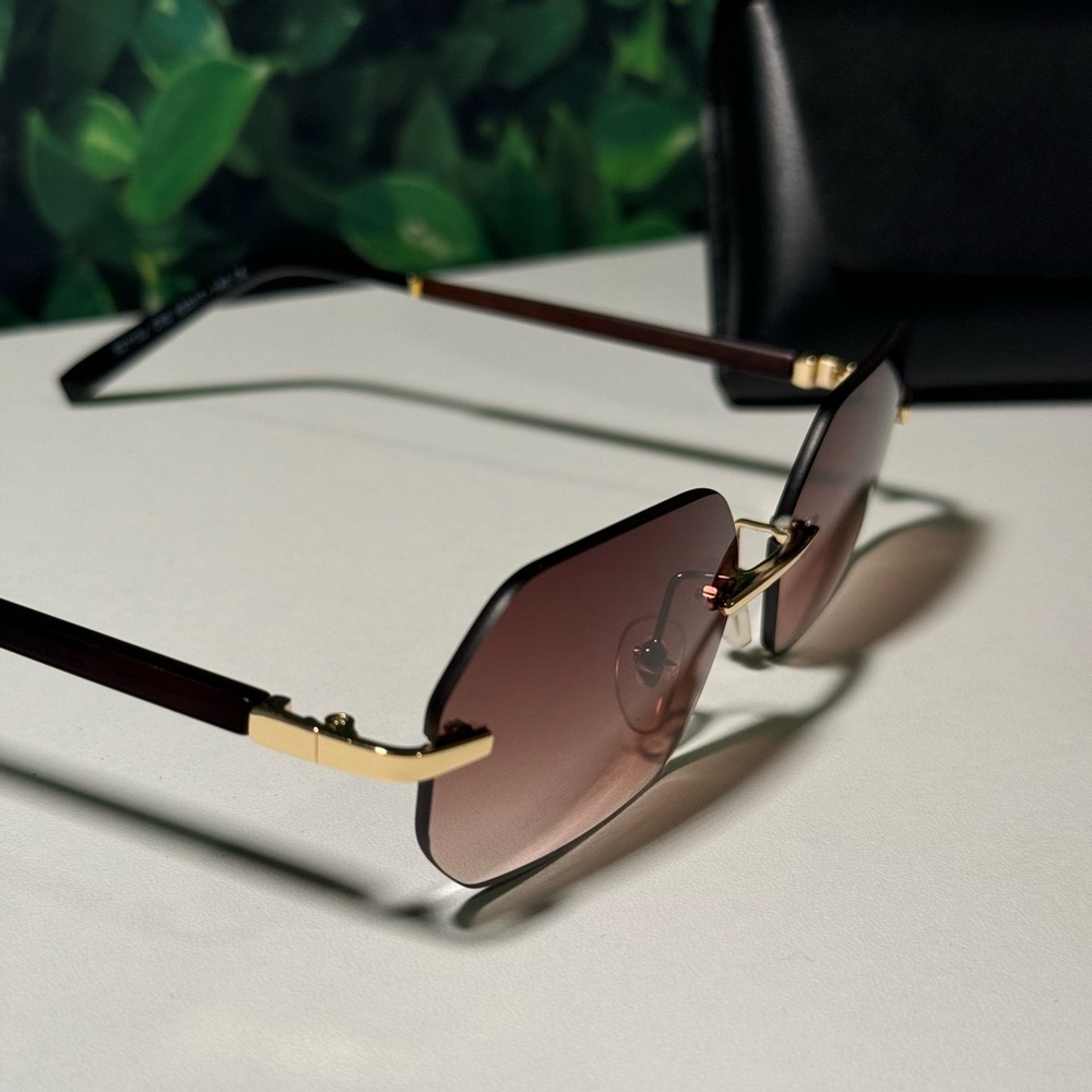 Trendy Brown Rimless Metal Frames - Picture 4 of 6